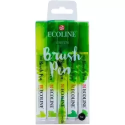 11509906 TALENS ECOLINE ROTULADORES BRUSH PEN PUNTA PINCEL VERDE ESTUCHE 5 UD