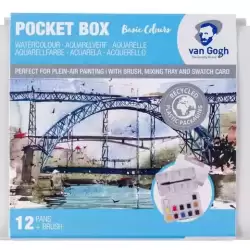 20808631 TALENS VAN GOGH ACUARELAS BÁSICAS EN MEDIAS PASTILLAS C/SURTIDOS ESTUCHE 12 UD + PINCEL