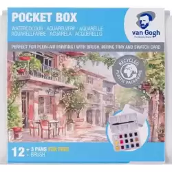 20808632 TALENS VAN GOGH ACUARELAS BÁSICAS EN MEDIAS PASTILLAS C/SURTIDOS ESTUCHE 12 UD + 3 GRATIS + PINCEL