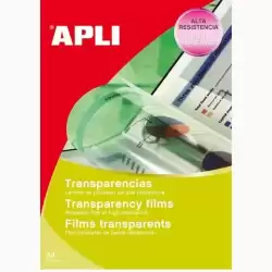 01268 APLI PACK 20 HOJAS TRANSPARENCIAS A4 SIN BANDA PARA LÁSER
