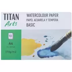 122012129 TITAN ARTS PAPEL ACUARELA Y TÉMPERA BASIC A4 10H 370GR