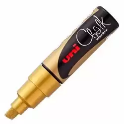 222109000 UNIBALL MARCADOR DE TIZA LÍQUIDA CHALK PWE-8K PUNTA BISELADA ORO