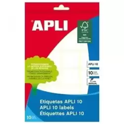 01625 APLI ETIQUETAS ADHESIVAS CIRCULARES Ø10MM ESCRITURA MANUAL C/RECTOS 126 X 10H BLANCO