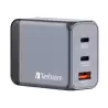 32201 VERBATIM GNC-65 CARGADOR PARED GAN 65W USB-A 3.0 Y 2XUSB-C 3.0