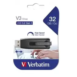 49173 VERBATIM PENDRIVE V3 STORE ´N´ GO SUPER SPEED 32GB RETRÁCTIL USB 3.2 NEGRO