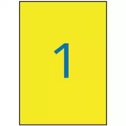 12877 APLI ETIQUETAS ADHESIVAS RESISTENTES INTERPERIE 210X297MM LÁSER C/RECTOS 1 X 20H AMARILLO