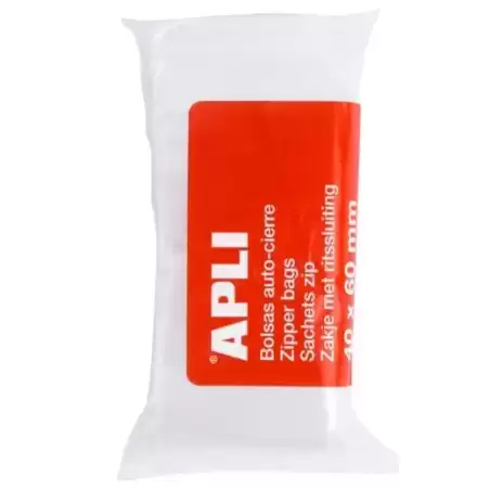 13247 APLI BOLSAS AUTOCIERRE 40X60MM LDPE TRANSPARENTE PACK 100 UD