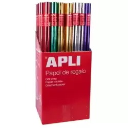 13643 APLI PAPEL DE REGALO METALIZADO ROLLO 70CM X 2M COLORES SURTIDOS
