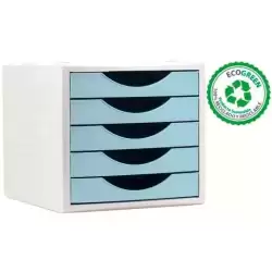 4005 AZ PS ARCHIVO 2000 MÓDULO ORGANIZADOR ECOGREEN SOBREMESA 5 CAJONES 340X270X260 RECICLADO AZUL PASTEL
