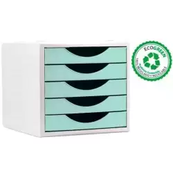 4005 VE PS ARCHIVO 2000 MÓDULO ORGANIZADOR ECOGREEN SOBREMESA 5 CAJONES 340X270X260 RECICLADO VERDE PASTEL
