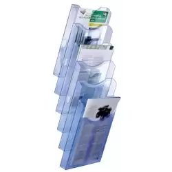 6126 AZ TP ARCHIVO 2000 EXPOSITOR MURAL ARCHIPLAY 6 COMPARTIMENTOS DIN A4 VERTICAL 190X235X685 MM AZUL TRANSPARENTE
