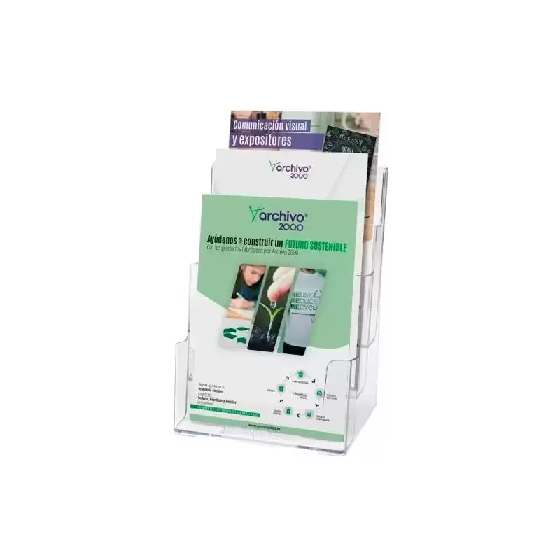 66605 CS TP ARCHIVO 2000 PORTAFOLLETOS SOBREMESA 3 ALTURAS DIN A5 VERTICAL POLIESTIRENO ULTRA TRANSPARENTE