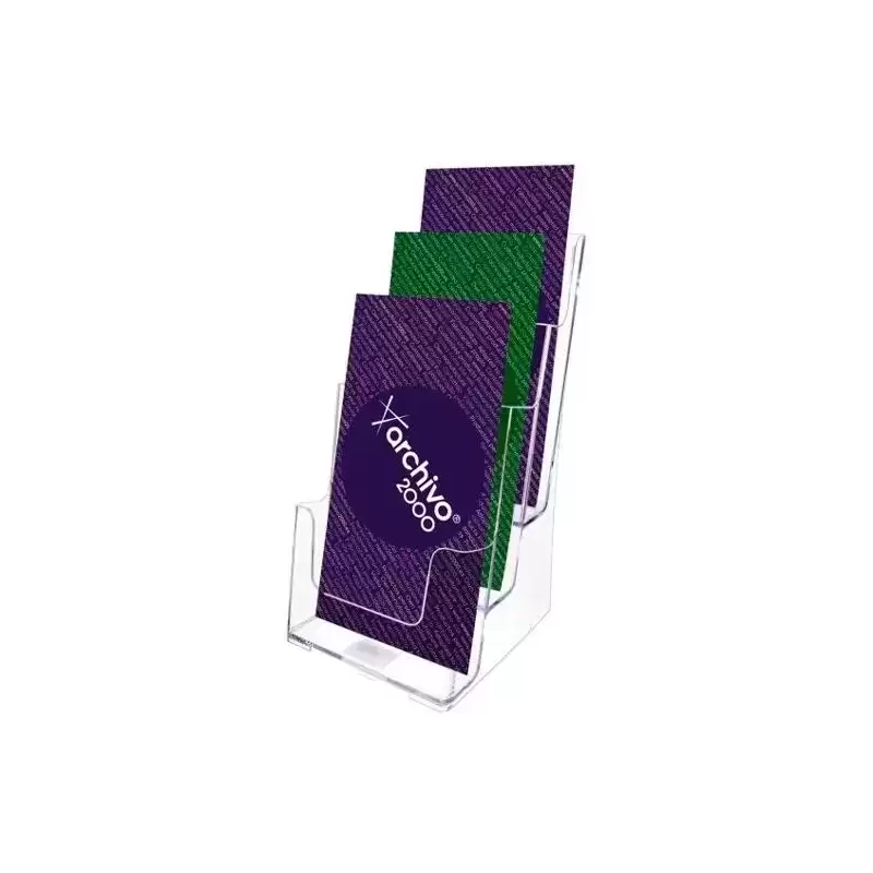 66611 CS TP ARCHIVO 2000 PORTAFOLLETOS SOBREMESA 3 ALTURAS 1/3 DIN A4 VERTICAL POLIESTIRENO ULTRA TRANSPARENTE