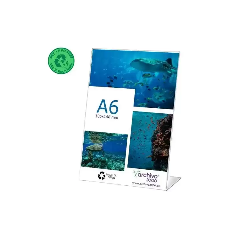 80906V CS TP ARCHIVO 2000 EXPOSITOR DE SOBREMESA L FLEXIBLE DIN A6 VERTICAL PET 100% RECICLABLE