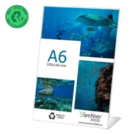 80906V CS TP ARCHIVO 2000 EXPOSITOR DE SOBREMESA L FLEXIBLE DIN A6 VERTICAL PET 100% RECICLABLE
