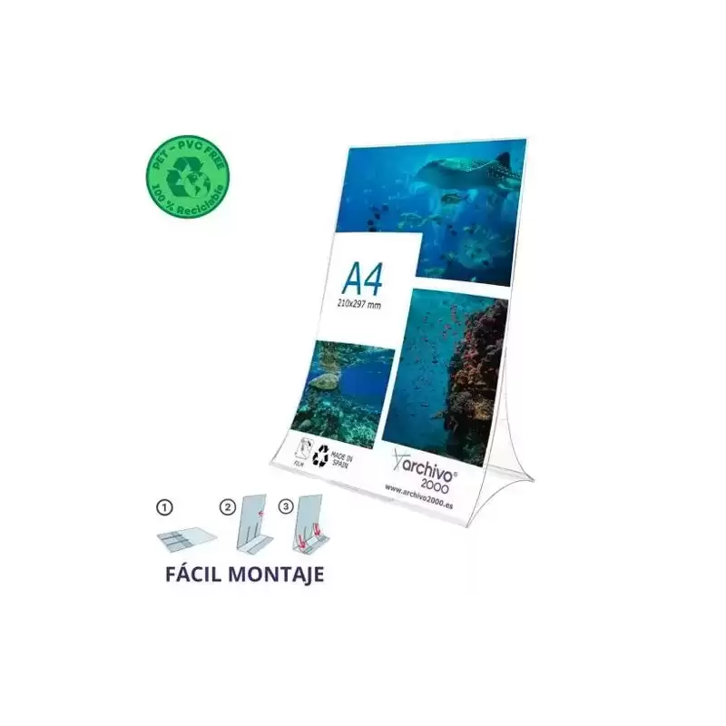 86304V CS TP ARCHIVO 2000 EXPOSITOR DE SOBREMESA L FLEXIBLE Y PLEGABLE DIN A4 VERTICAL PET 100% RECICLABLE