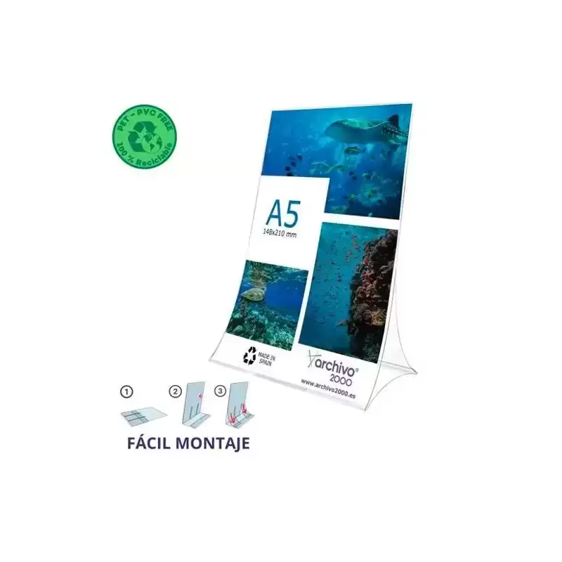 86305V CS TP ARCHIVO 2000 EXPOSITOR DE SOBREMESA L FLEXIBLE Y PLEGABLE DIN A5 VERTICAL PET 100% RECICLABLE