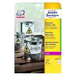 L4718-20 AVERY ETIQUETAS ADHESIVAS EXTRA RESISTENTES 70X37MM LÁSER 24 X 20H POLIÉSTER BLANCO