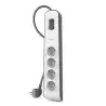 BSV400VF2M BELKIN REGLETA DE PROTECCION CONTRA SOBRETENSIONES CON 4 TOMAS BOTÓN DE APAGADO Y ENCENDIDO 2 METROS BLANCO/GRIS