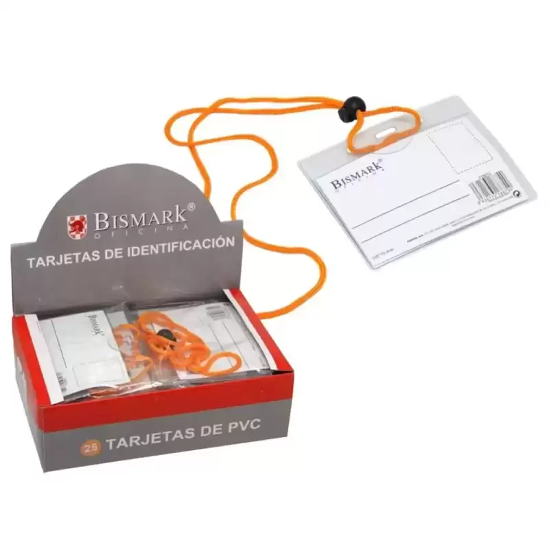 318672 BISMARK TARJETAS DE IDENTIFICACIÓN PVC  HORIZONTAL 105X70 MM CORDÓN NARANJA