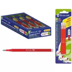 327534 BISMARK RECAMBIO BOLÍGRAFO DE TINTA BORRABLE BLÍSTER DE 3 ROJO