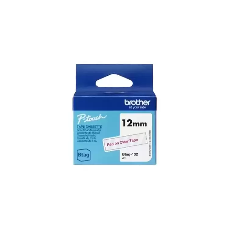 BTAG132 BROTHER CINTA DOMÉSTICA BTAG ROJO SOBRE TRANSPARENTE - PTN10