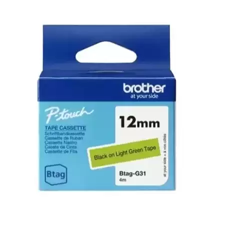BTAGG31 BROTHER CINTA DOMÉSTICA BTAG NEGRO SOBRE VERDE - PTN10