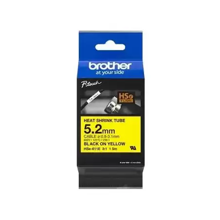 HSE611E BROTHER CINTA TERMORRECTRÁCTIL TEXTO NEGRO SOBRE AMARILLO 5