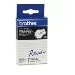 TC201 BROTHER CINTA ROTULADORA LAMINADA TEXTO NEGRO SOBRE BLANCO DE 12MMX7