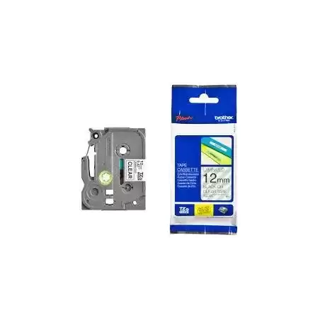 TZE131 BROTHER CINTA ROTULADORA LAMINADA TEXTO NEGRO SOBRE TRANSPARENTE 12MMX8M