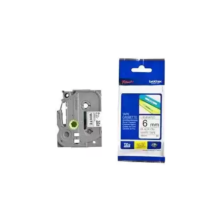 TZE211 BROTHER CINTA ROTULADORA LAMINADA TEXTO NEGRO SOBRE BLANCO - 6MMX8M