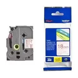 TZE242 BROTHER CINTA ROTULADORA LAMINADA TEXTO ROJO SOBRE BLANCO - 18MMX8M