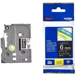 TZE315 BROTHER CINTA ROTULADORA LAMINADA TEXTO BLANCO SOBRE NEGRO - 6MMX8M