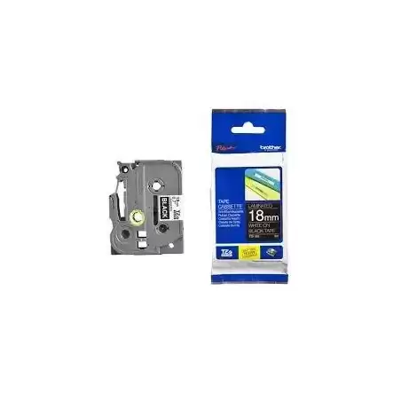 TZE345 BROTHER CINTA ROTULADORA LAMINADA TEXTO BLANCO SOBRE NEGRO - 18MMX8M