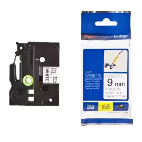 TZEFX221 BROTHER CINTA ROTULADORA LAMINADA FLEXIBLE TEXTO NEGRO SOBRE BLANCO - 9MMX8M