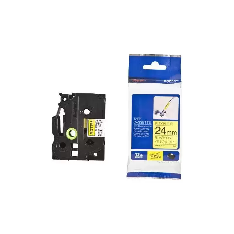 TZEFX651 BROTHER CINTA ROTULADORA LAMINADA FLEXIBLE TEXTO NEGRO SOBRE AMARILLO - 24MMX8M