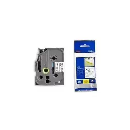 TZES251 BROTHER CINTA ROTULADORA LAMINADA SUPER ADHESIVA TEXTO NEGRO SOBRE BLANCO - 24MMX8M