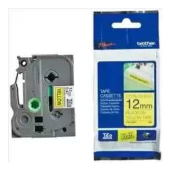 TZES631 BROTHER CINTA ROTULADORA LAMINADA SUPER ADHESIVA TEXTO NEGRO SOBRE AMARILLO - 12MMX8M