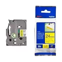 TZES651 BROTHER CINTA ROTULADORA LAMINADA SUPER ADHESIVA TEXTO NEGRO SOBRE AMARILLO - 24MMX8M