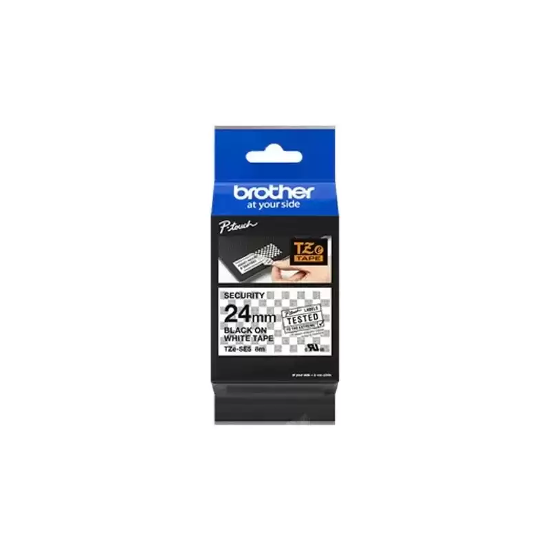 TZESE5 BROTHER CINTA ROTULADORA LAMINADA DE SEGURIDAD TEXTO NEGRO SOBRE BLANCO - 24MMX8M