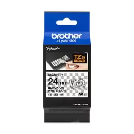 TZESE5 BROTHER CINTA ROTULADORA LAMINADA DE SEGURIDAD TEXTO NEGRO SOBRE BLANCO - 24MMX8M