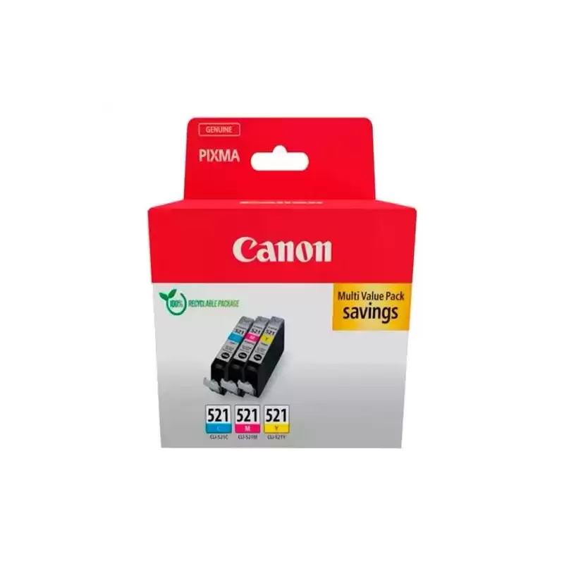 2934B015 CANON TINTA ECOPACK C/M/Y PARA PIXMA IP 3600/4700 - MP 540/550/560/620/630/640/980/990 - MX 860/870 - CLI 521