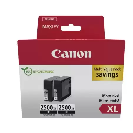 9254B011 CANON TINTA TWIN PACK NEGRO PARA MAXIFY IB 4050/4150 - MB 5150/5155/5350/5450 - PGI 2500XLBK (PACK 2)