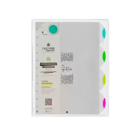 66114199 CARCHIVO SEPARADORES INGENIOX NEON A4 EXTRAÍBLES 4 POSICIONES PP