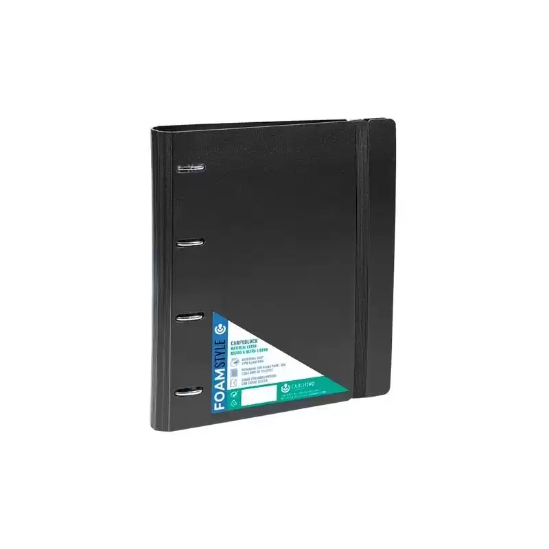 12407406 CARCHIVO CARPETA ANILLAS MIXTAS 4X35MM CARPEBLOCK 360 FOAM STYLE C/RECAMBIO 100H A4 5X5 90GR C/GOMA 4 SEPARADORES NEGRO