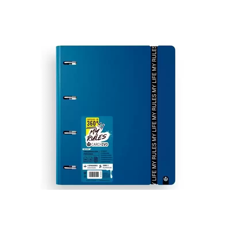 12477476 CARCHIVO CARPEBLOCK 360 MY RULES CON RECAMBIO 100H A4 5X5 90GR 4 SEPARADORES PP FOAM DEEP BLUE