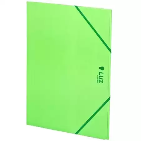 2033L21 CARCHIVO CARPETA 3 SOLAPAS FOLIO C/GOMAS CARTÓN BRILLO LUZ VERDE
