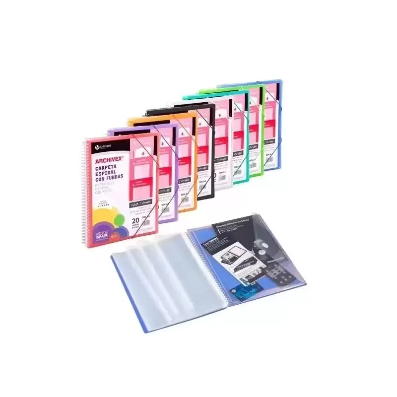 53035006 CARCHIVO ARCHIVEX-STAR CANGURO PERSONALIZABLE A4 CON 50 FUNDAS PP ESPIRAL NEGRO