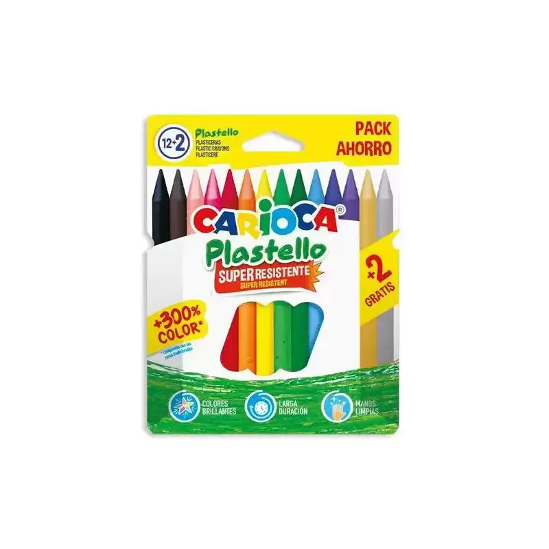 42712 CARIOCA PLASTICERAS RESISTENTES PLASTELLO C/SURTIDOS ESTUCHE 12+2 UD GRATIS
