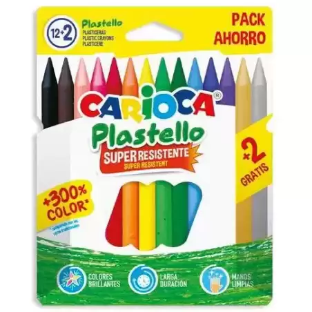 42712 CARIOCA PLASTICERAS RESISTENTES PLASTELLO C/SURTIDOS ESTUCHE 12+2 UD GRATIS